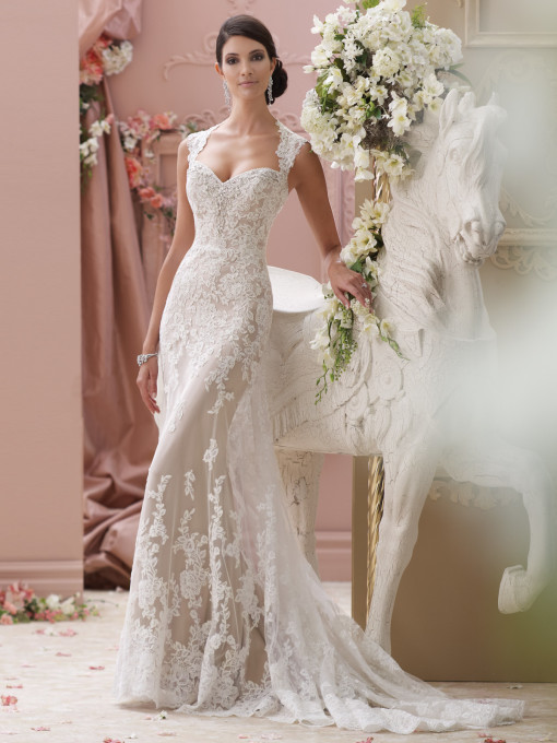 Ivory/Blush Sweetheart Lace Mermaid Wedding Dress - Xdressy